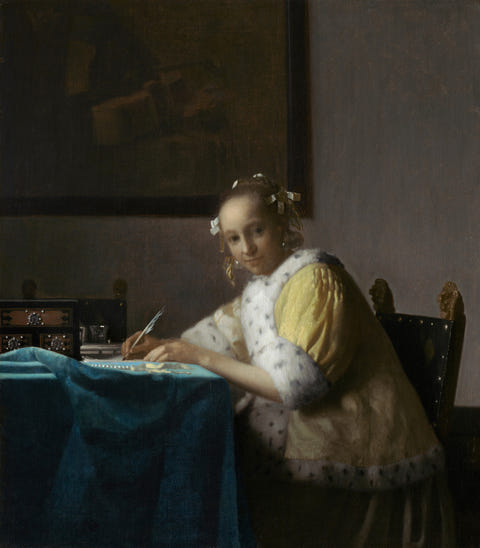 Johannes Vermeer — A Lady Writing Print