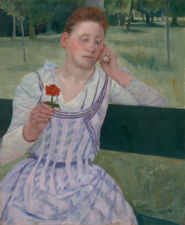 Mary Cassatt — Woman with a Red Zinnia (Revery)