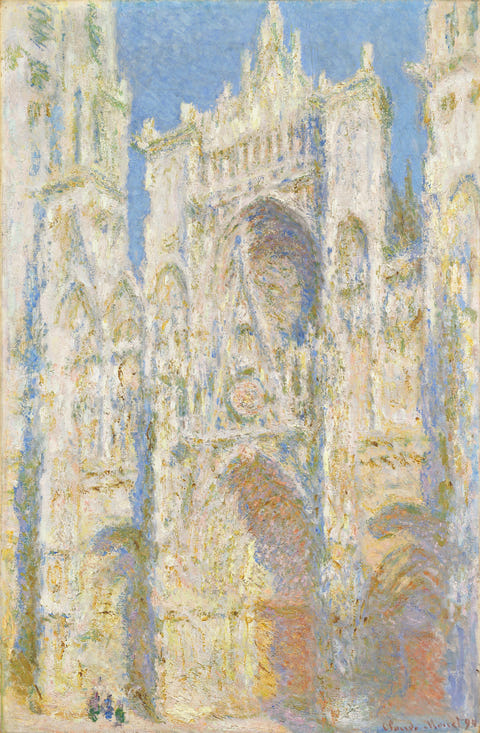 Rouen Cathedral, West Façade, Sunlight by Claude Monet, complete composition
