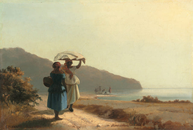 Camille Pissarro — Two Women Chatting by the Sea, St. Thomas