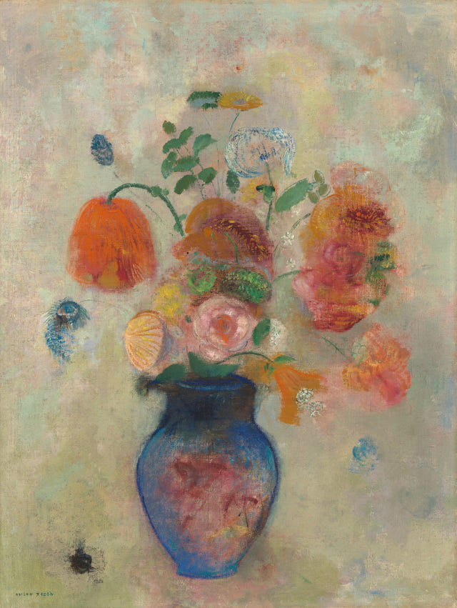 Large Vase with Flowers by Odilon Redon, complete composition