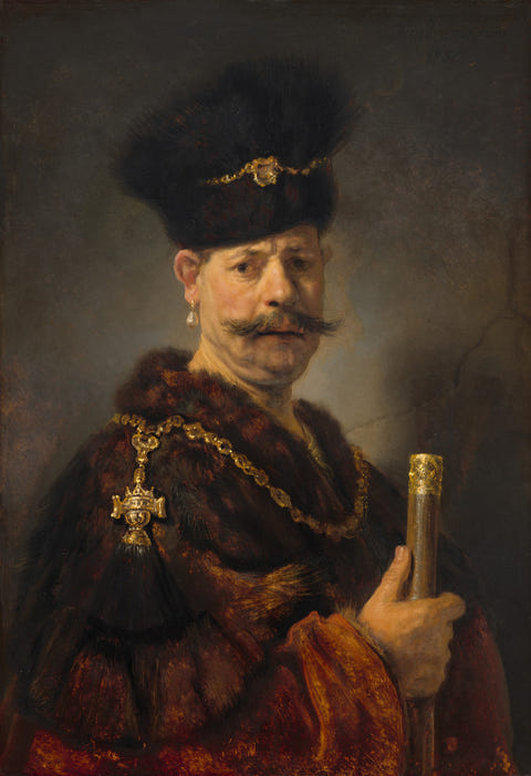 A Polish Nobleman by Rembrandt van Rijn, complete composition
