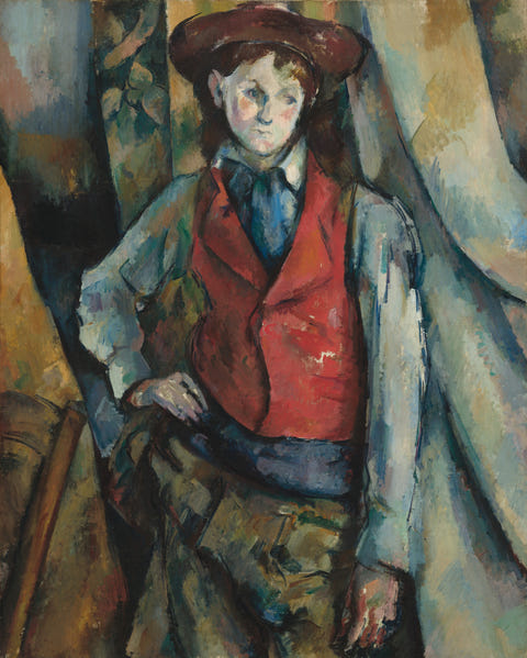 Boy in a Red Waistcoat by Paul Cezanne — complete composition
