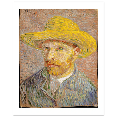 Native Gelato mockup — Self-Portrait with a Straw Hat, unframed sheet and printed white border