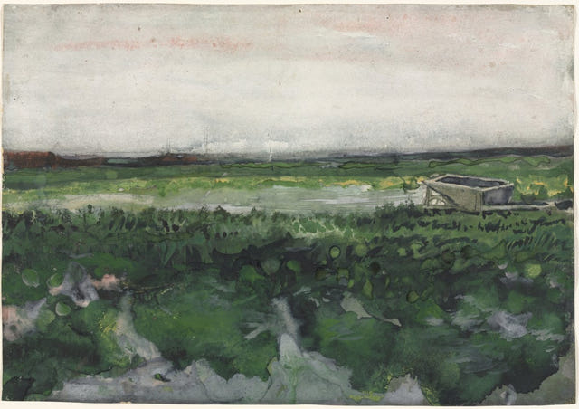 Vincent van Gogh — Landscape with Wheelbarrow, complete composition