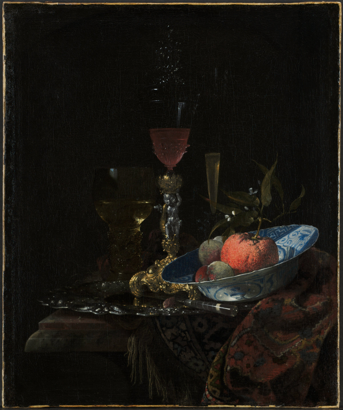 Wineglass and a Bowl of Fruit by Willem Kalf